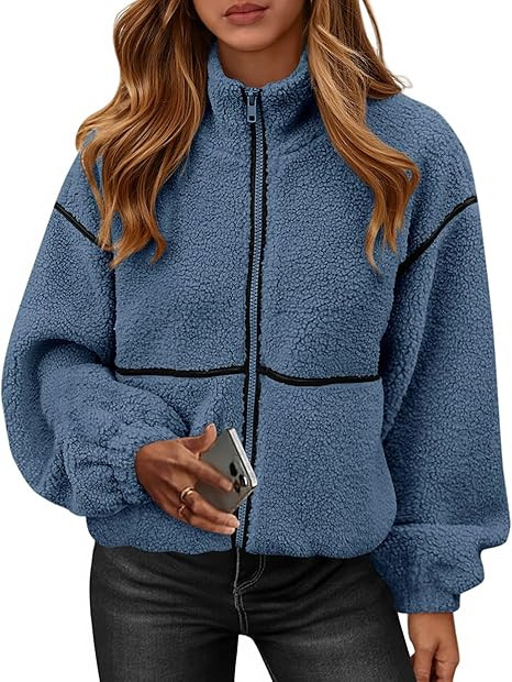 KIRUNDO Sherpa Jacket Women Fleece Oversized Zip Up Winter Coats Fall Jackets Faux Fur Warm Outwe... | Amazon (US)