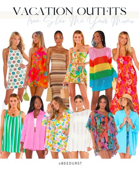 Vacation outfits from Show Me Your Mumu, resort wear, beach outfit, spring outfit, spring break outfit, swimsuit coverup, beach dress, resort dress, tube dress, swim button up, two piece beach outfit, matching set

#LTKStyleTip #LTKSeasonal #LTKSwim
