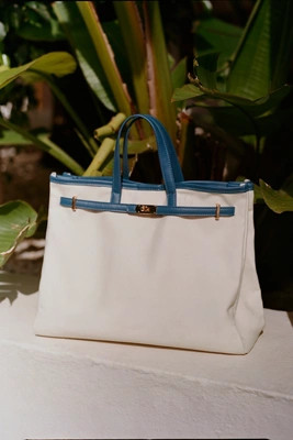 Faux Leather Trim Belted Canvas Tote | Anthropologie (US)