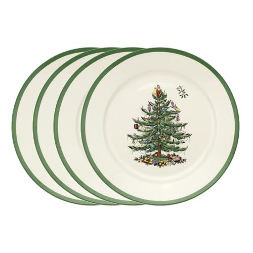 Spode Christmas Tree 9-Inch Luncheon Plate (Set of 4) - Porcelain Dinner & Appetizer Plate, Holiday-Themed Serving Plate, Microwave & Dishwasher Safe, Festive Collectible Seasonal Dining Plate | Amazon (US)
