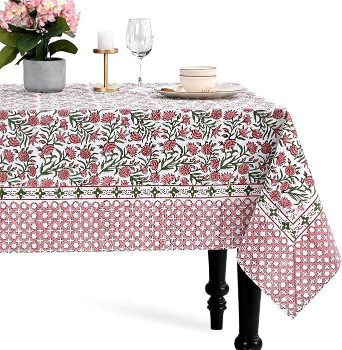 CPC Tablecloth 100% Cotton 60x60 Inch Indian Block Print Square Table Cover, Table Cloth for Wedd... | Amazon (US)
