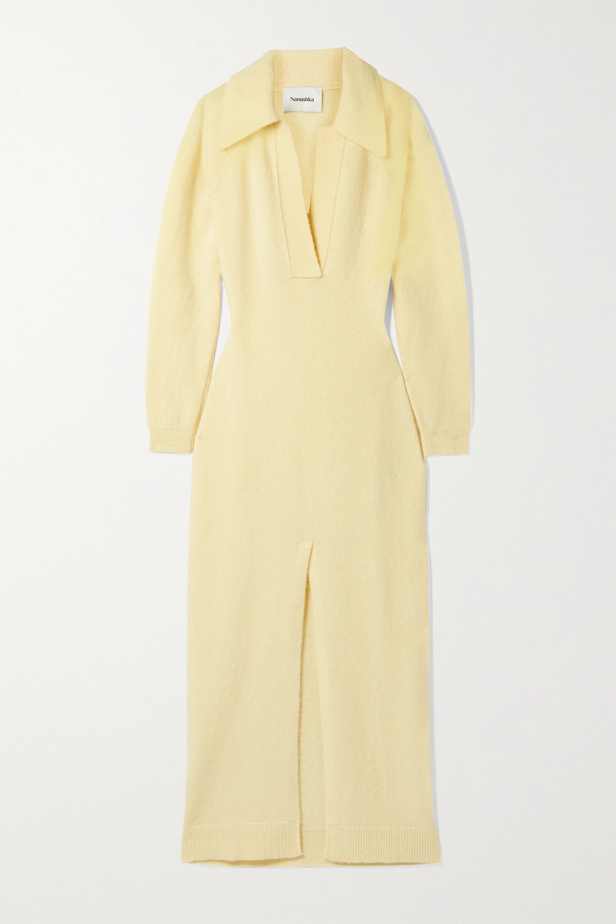 Pastel yellow Hope wool-blend maxi dress | Nanushka | NET-A-PORTER | NET-A-PORTER (US)
