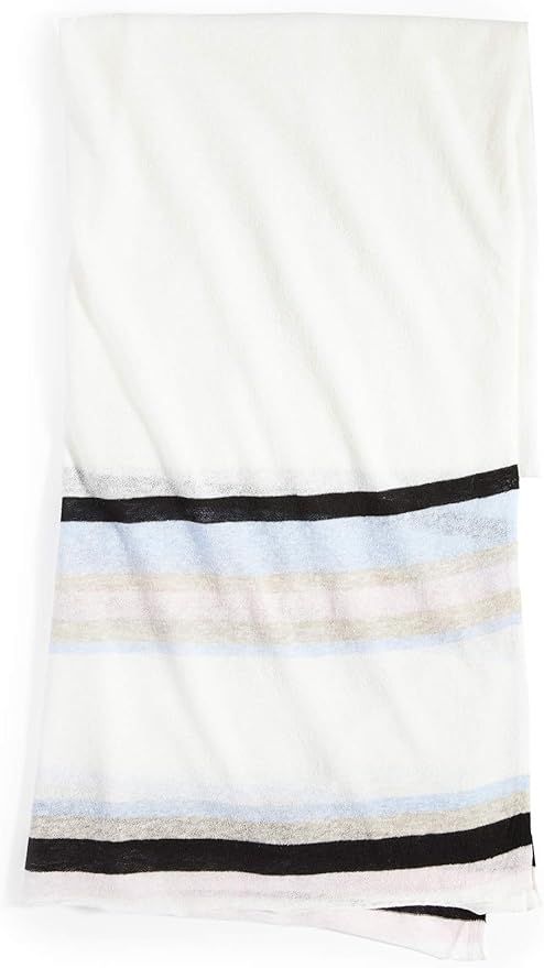 White + Warren Women's Striped Mini Linen Travel Wrap | Amazon (US)
