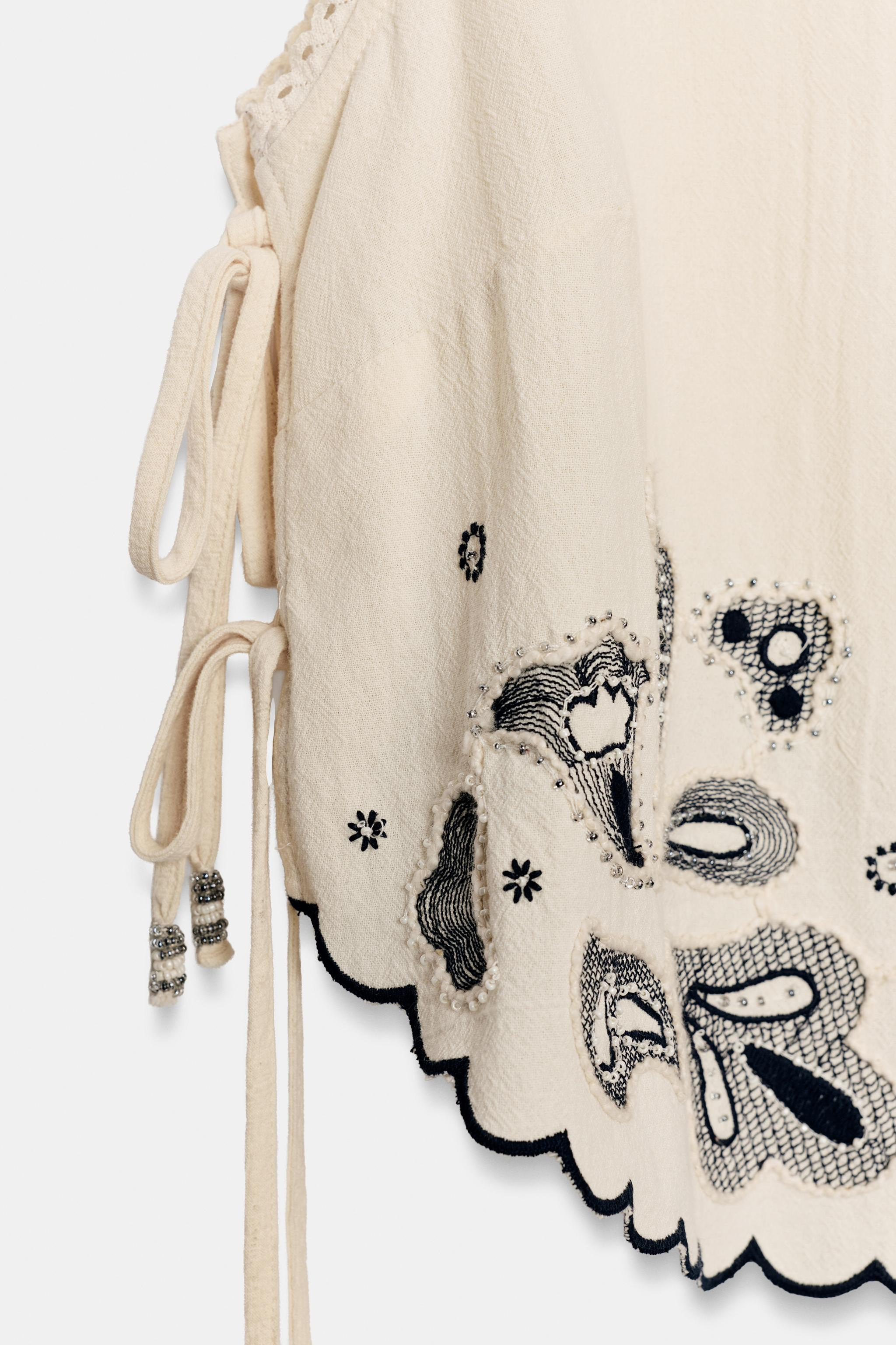 EMBROIDERED BEADED TOP | Zara Canada