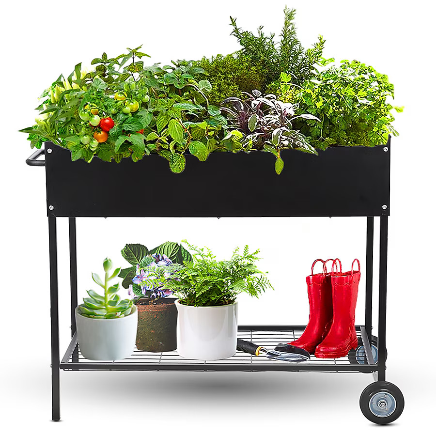 KHOMO GEAR 16-in W x 28.7-in H Black Metal Indoor/Outdoor Raised Planter Box | Lowe's