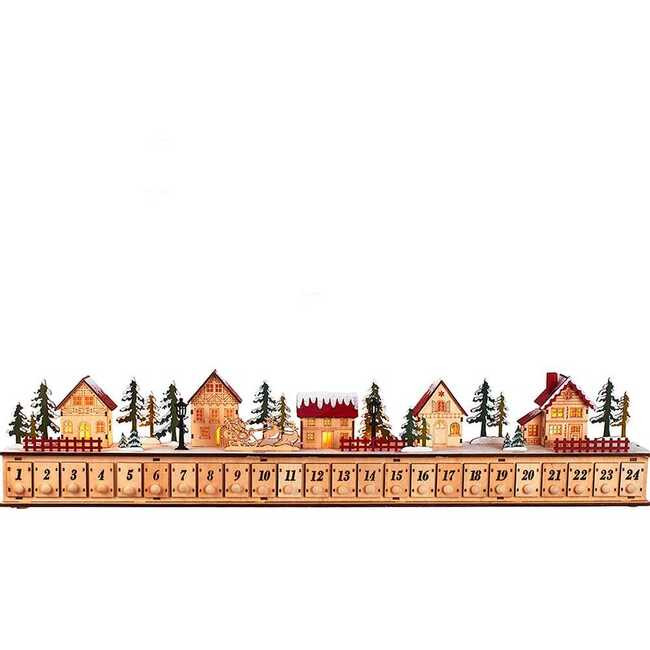6.7-Inch Light-Up Christmas Village With Advent Calender | Maisonette