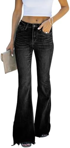 KUNMI Women's Flare Bell Bottom Jeans High Waisted Wide Leg Bootcut Jeans Stretchy Denim Pants | Amazon (US)