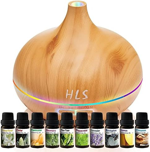 Aroma Diffuser for Essential Oil Large Room Diffusers Set with 10 Essential Oils,Ultrasonic 550ml Ar | Amazon (US)
