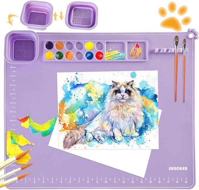 Silicone Craft Mat- 21.7"x17.7" Super Large Silicone Painting Mat with 1 Magnetic Cup and Color P... | Amazon (US)