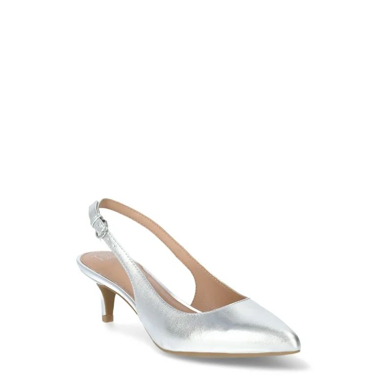 Time and Tru Women's Kitten Slingback Pump Heels | Walmart (US)