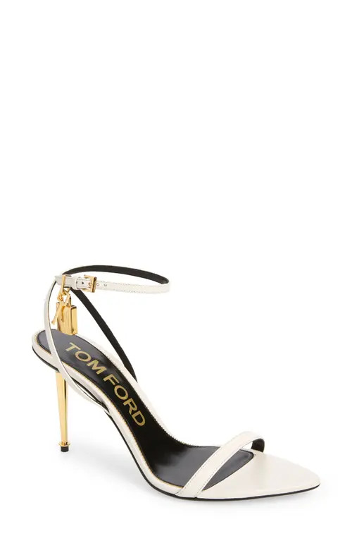 TOM FORD Padlock Naked Pointy Toe Sandal in Chalk at Nordstrom, Size 41 | Nordstrom