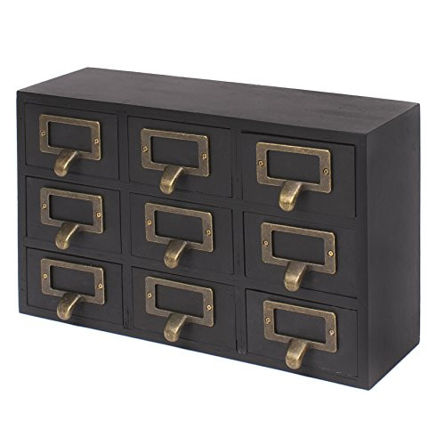 Kate and Laurel Apothecary Wood Desk Drawer Set, 9 Drawers, Rustic Black | Amazon (US)