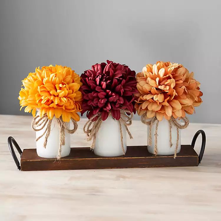 Wooden Ledge Mums Floral Arrangement | Kirkland's Home