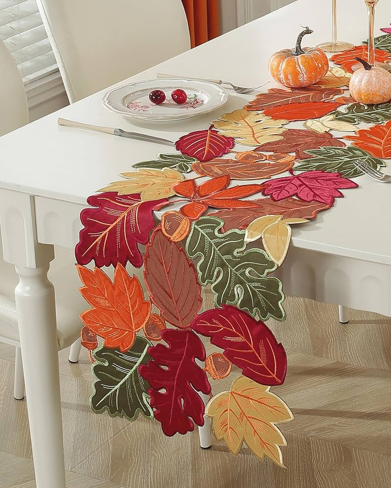 Fall Decorations for Home Fall Table Runner 36 Inches Long with Embroidered Maple Leaf. Thanksgiv... | Amazon (US)
