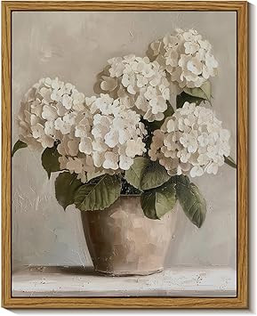 InSimSea Framed Canvas Wall Art Vintage Decor, Hydrangea Floral Pictures Bathroom Wall Decor Aest... | Amazon (US)