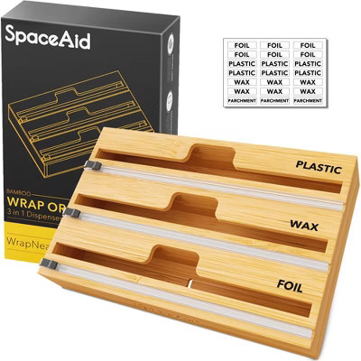 Aluminum Foil and  Wrap Organizer with Cutter and Labels,for 12" Roll (Natural)-SpaceAid® | Target