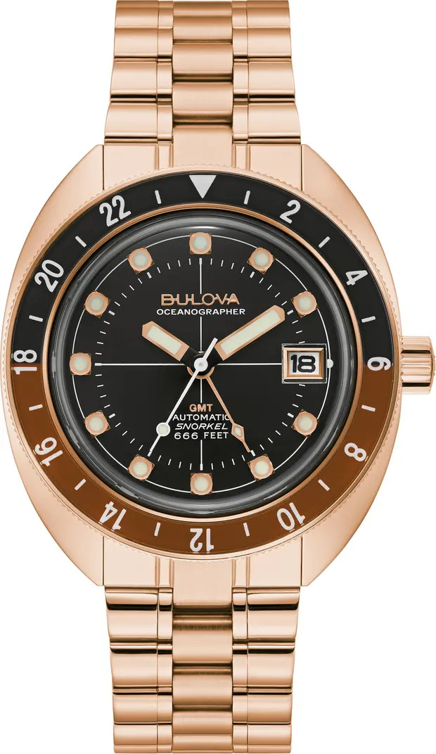 BULOVA Oceanographer GMT Automatic Bracelet Watch, 41mm | Nordstrom | Nordstrom