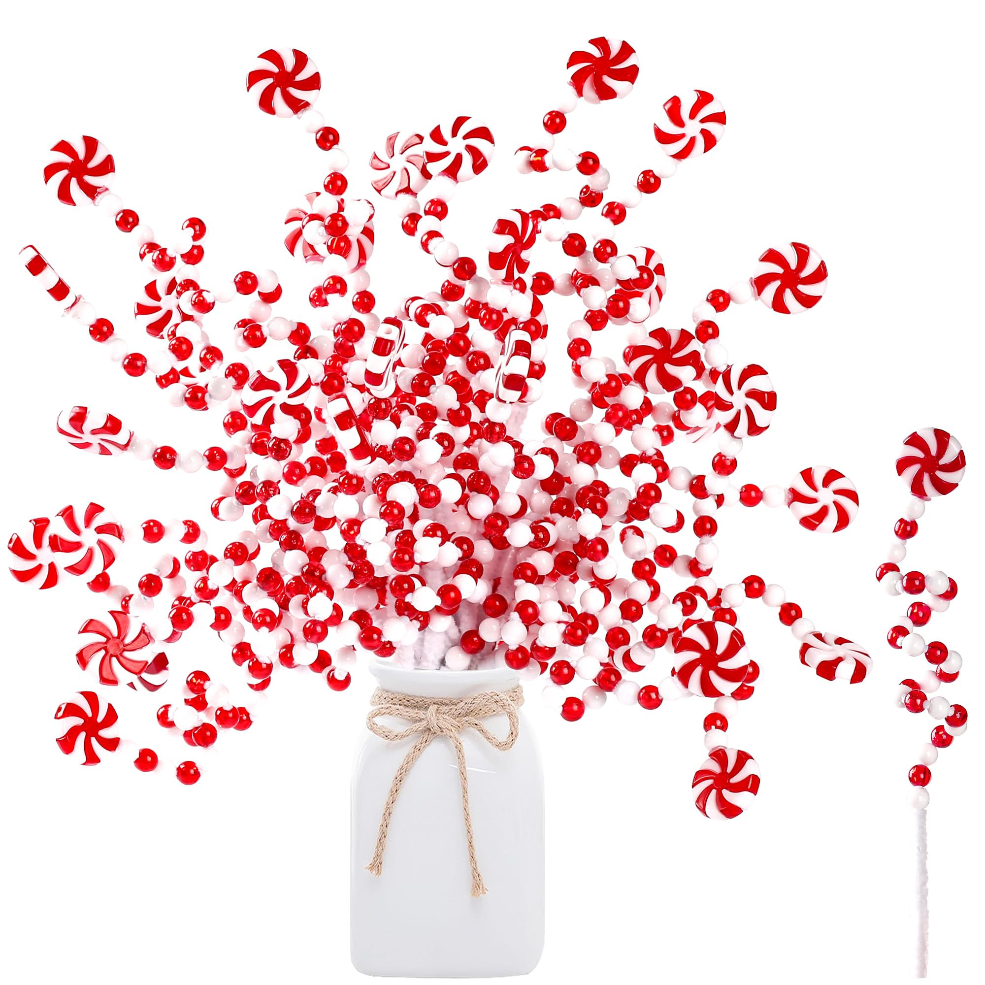 Sggvecsy 36 Pcs Christmas Curly Pick Red White Christmas Picks Christmas Tree Pick Candy Cane Chr... | Amazon (US)