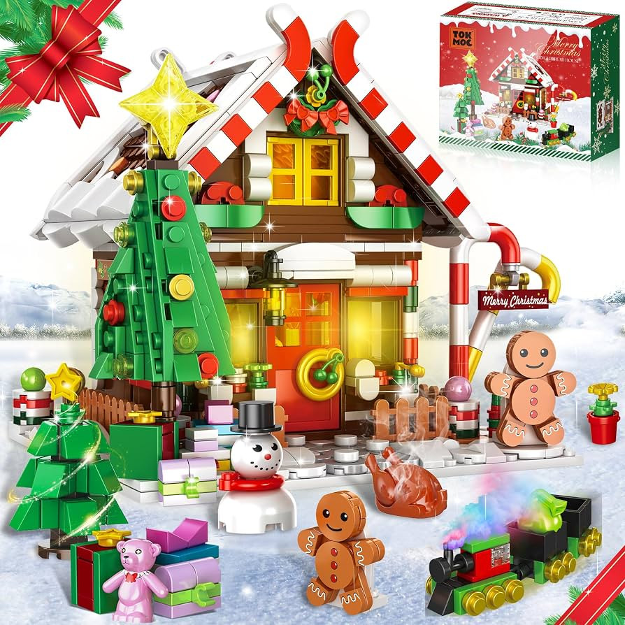 Christmas Gingerbread House Building, Christmas Village House Building Set, Contain Christmas Tre... | Amazon (US)