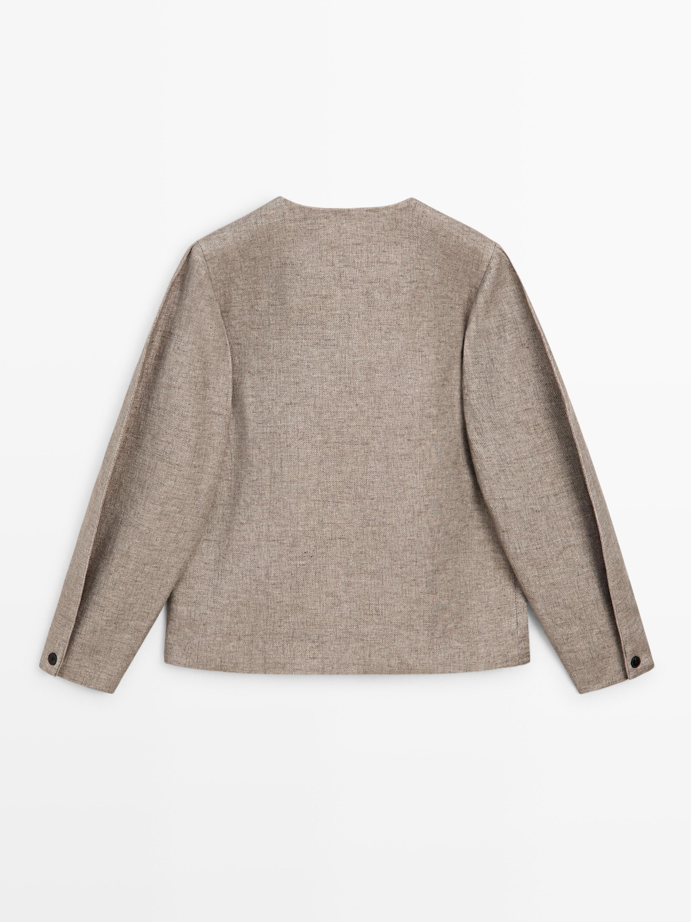 Short linen blend jacket | Massimo Dutti UK