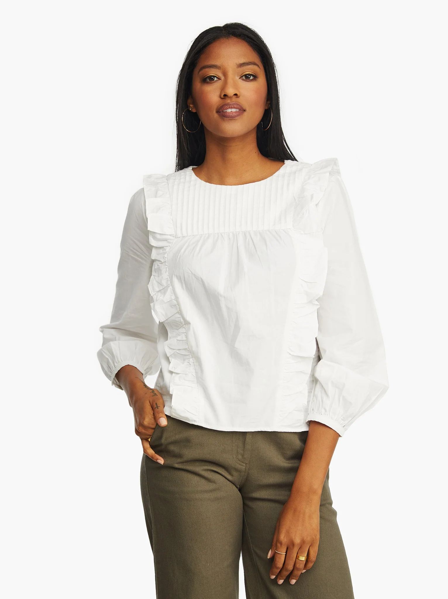 Sarah Ruffle Blouse - 

  
    
    $90
    

    $58or 4  payments of $14.50 by  ⓘ | ABLE