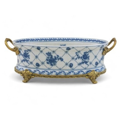 trellis bloom blue PORCELAIN PLANTER jardiniere W/ BRONZE ORMOLU MOUNTS | eBay US