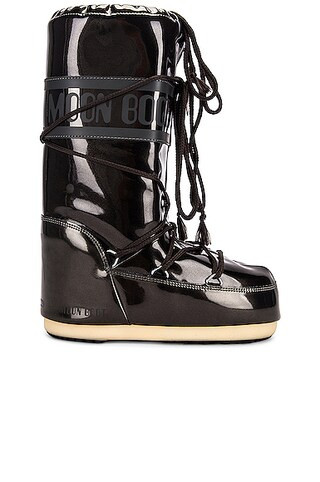 MOON BOOT Icon Vinile Met Boot in Black | FWRD | FWRD 