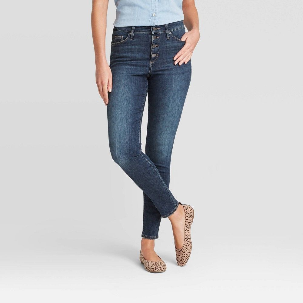 Women's Super High Rise Skinny Jeans - Universal Thread Dark Wash 12 Short, Dark Blue | Target