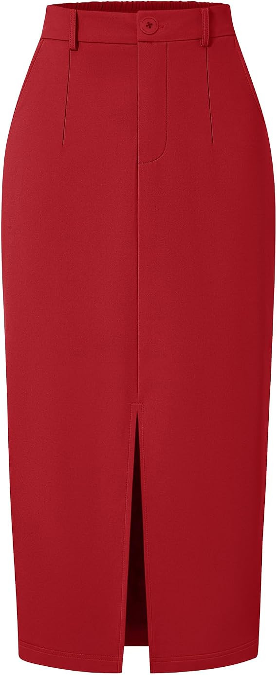 ZESICA Pencil Midi Skirt for Women 2026 Summer High Waisted Slit Bodycon Long Skirts Business Cas... | Amazon (US)