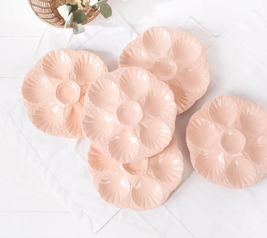 Rare Sarreguemines Pink Oyster Plate, Antique French Digoin Majolica Seafood Dish, Coastal Kitche... | Etsy (US)