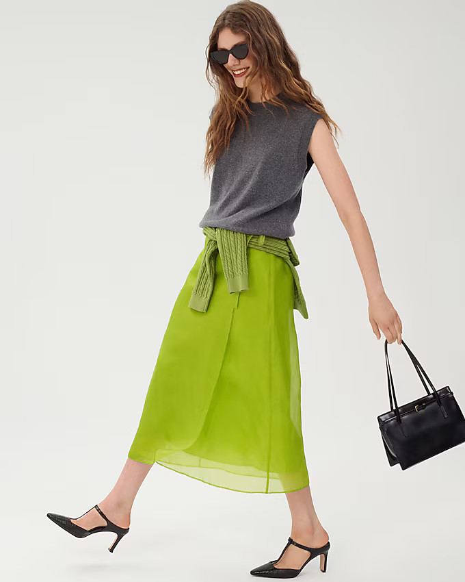Collection wrap skirt in silk organza | J. Crew US