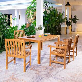 Vermont 5-Piece Premium Indonesia Teak Wood Outdoor Dining Set | The Home Depot