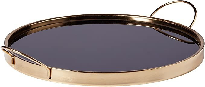 Amazon.com: Amazon Brand – Rivet Contemporary Decorative Round Metal Serving Tray with Handles,... | Amazon (US)