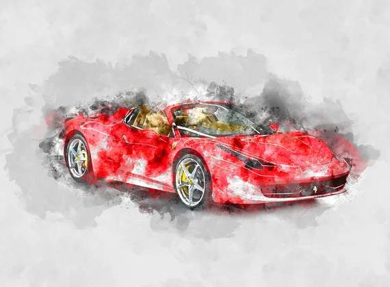 Ferrari 458 Spider  Watercolour Artwork Print | Etsy | Etsy (US)