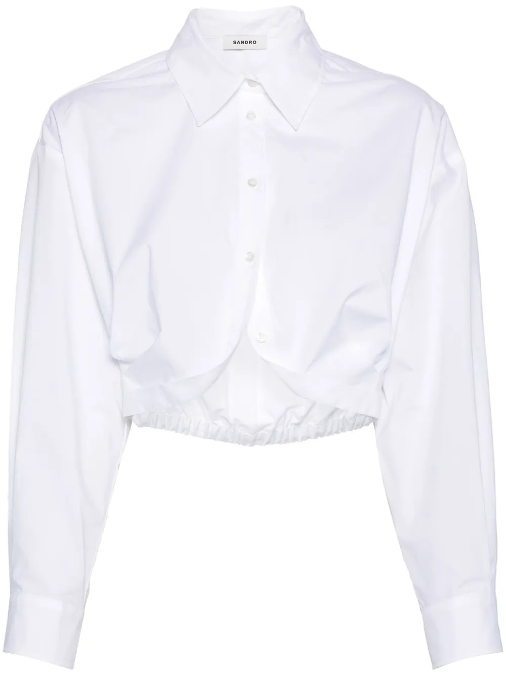 SANDRO Cropped Cotton Shirt | White | FARFETCH EE | Farfetch Global