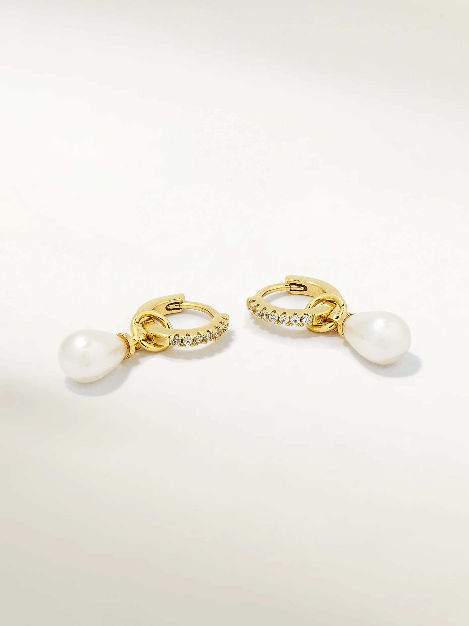 Pearl Drop Huggie Earrings in Gold | Pearl Earrings | Uncommon James | Uncommon James
