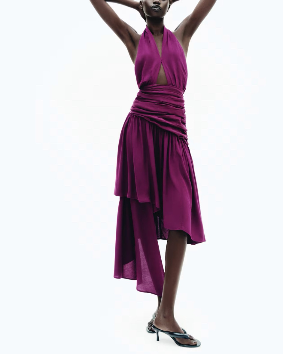 Purple asymmetrical halter dress
Wedding guest dress

#LTKSeasonal