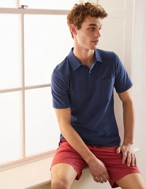 Sueded Jersey Polo Navy Blue Men Boden | Boden (US)