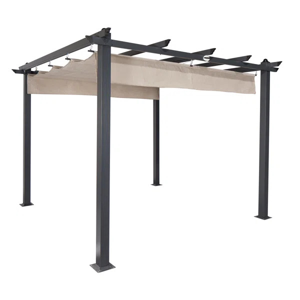 Aurora Smoke 9.1 Ft. x 9.1 Ft. Metal Pergola with Canopy | Wayfair North America