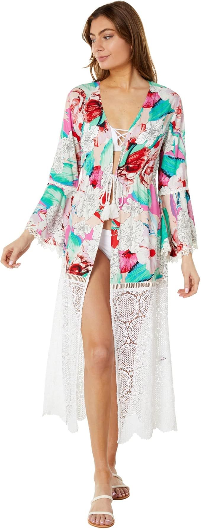 America & Beyond Amethyst Bloom Lace Maxi Kimono | Amazon (US)