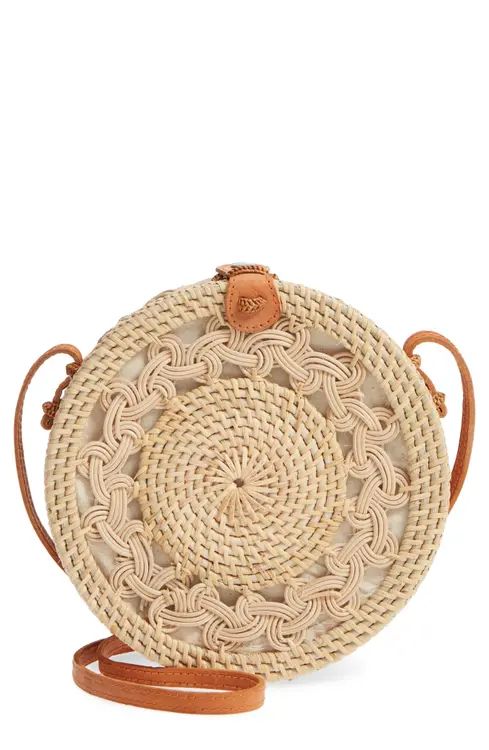 Street Level Woven Rattan Circle Crossbody Bag | Nordstrom