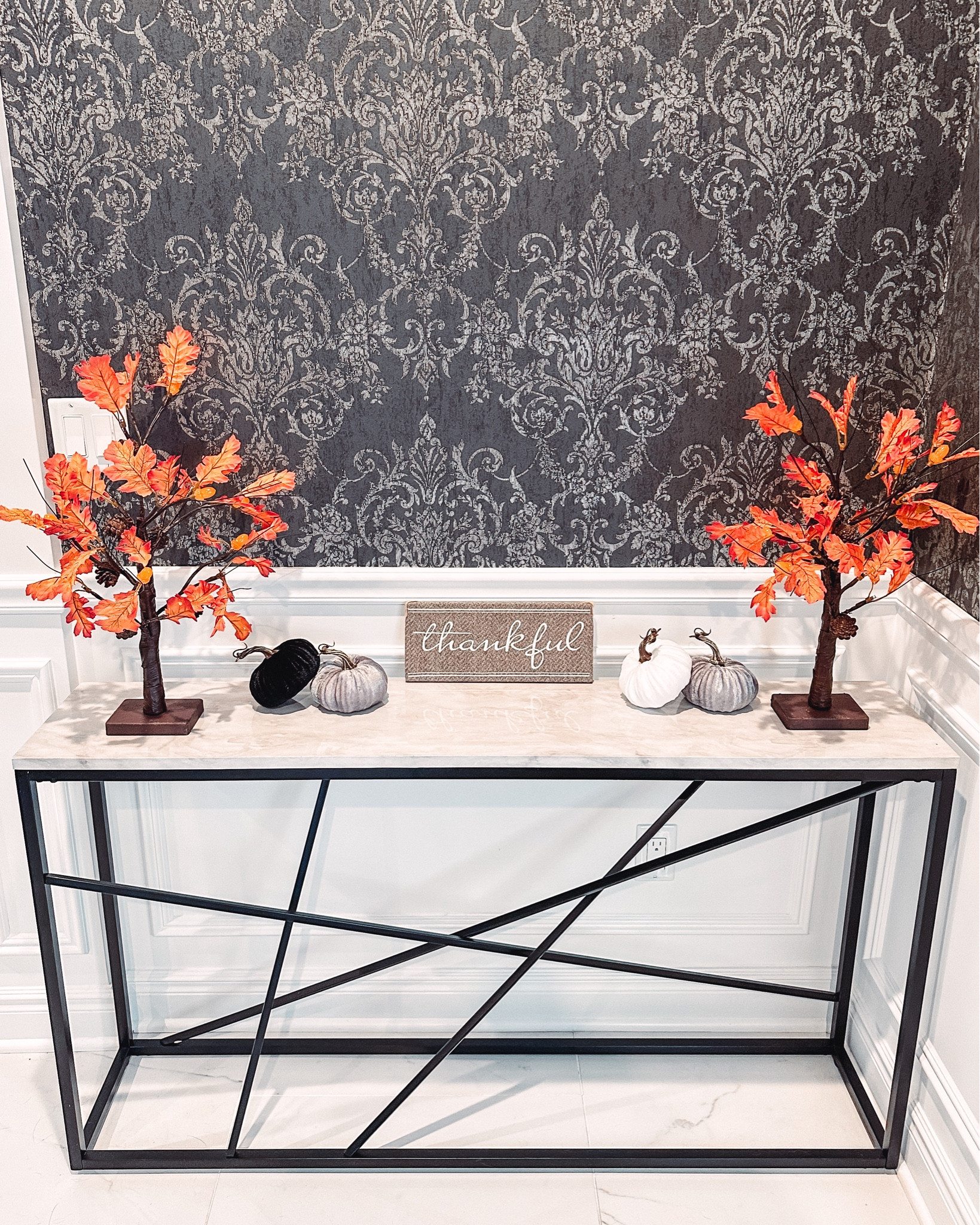 More thanksgiving decor in our dining room. These little trees and pumpkins are great for the entire fall season. 

#LTKSeasonal #LTKhome #LTKHoliday