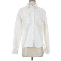 Good American Long Sleeve Button Down Shirt: Ivory Tops - Size Small | ThredUp (US)