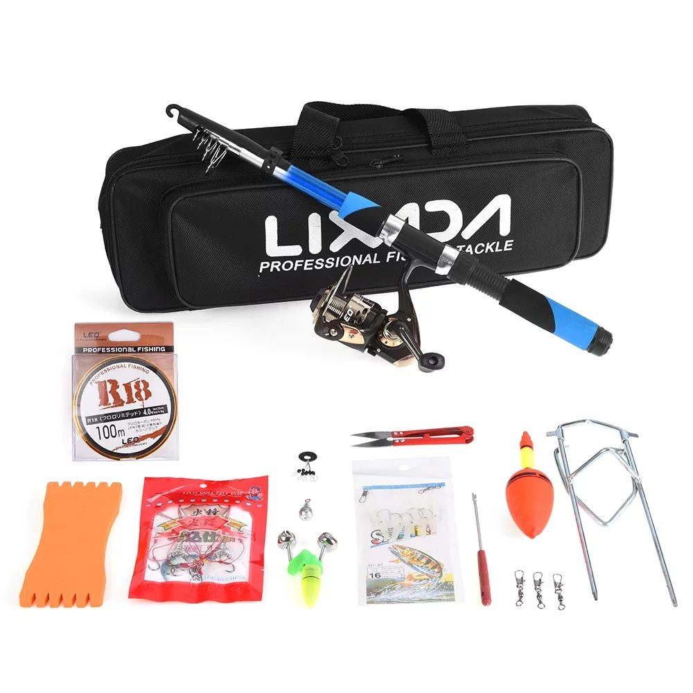 Lixada Fishing Tackle Set with Telescopic Fiberglass Fishing Sea Rod Spinning Fishing Reel Portab... | Walmart (US)