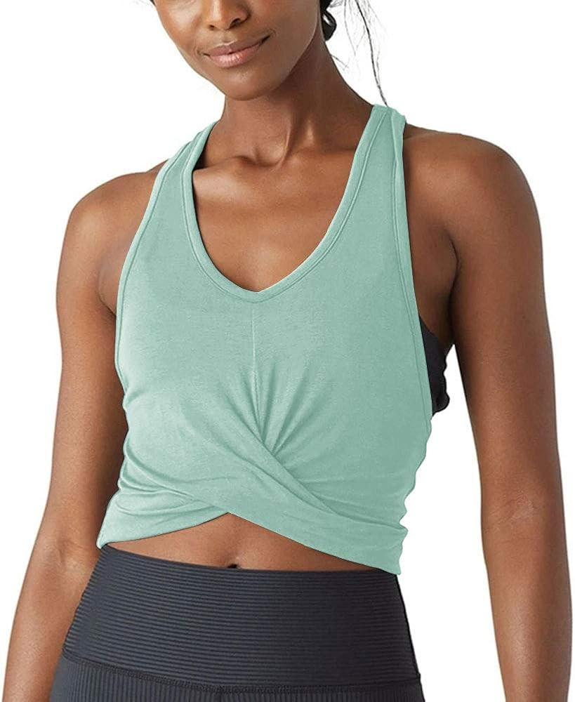 Bestisun Womens Workout Tops Loose Fit Flowy Cropped Tank Tops Athletic Shirts Racerback Crop Top... | Amazon (US)