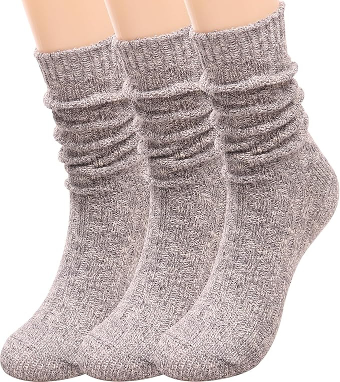 TINTAO Women's Socks Winter Thick Knit Wool Crew Knee High Cozy Slouch Boots Socks,Vintage Warm C... | Amazon (US)