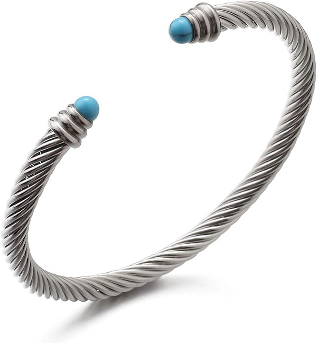 Tiyad Cable Wire Cuff Bracelet Two Tone Bangle Bracelets for Women Stainless Steel Twisted Cable ... | Amazon (US)