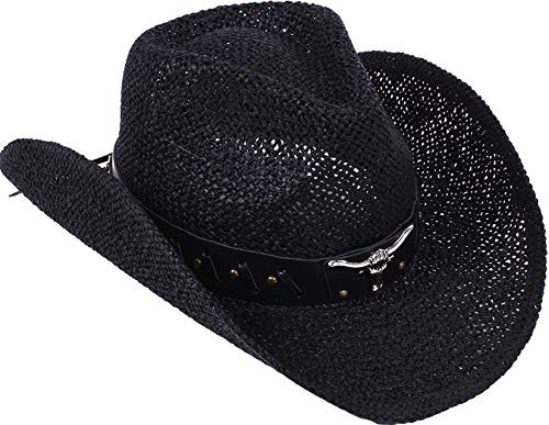 Livingston Men & Women's Woven Straw Cowboy/Cowgirl Western Hat, Black at Amazon Women’s Clothi... | Amazon (US)