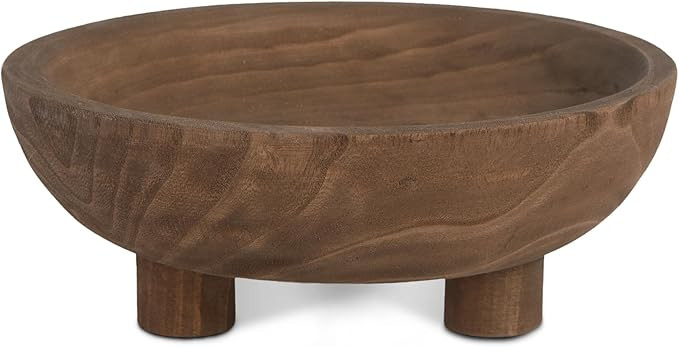DN DECONATION Wooden Decorative Bowl with Tripod Base 10.63" - Brown Wood Fruit Candy Key Holder ... | Amazon (US)