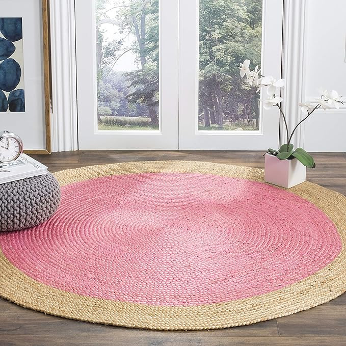 Safavieh Natural Fiber Round Collection NF801P Handmade Boho Braided Jute Area Rug, 4' x 4' Round... | Amazon (US)